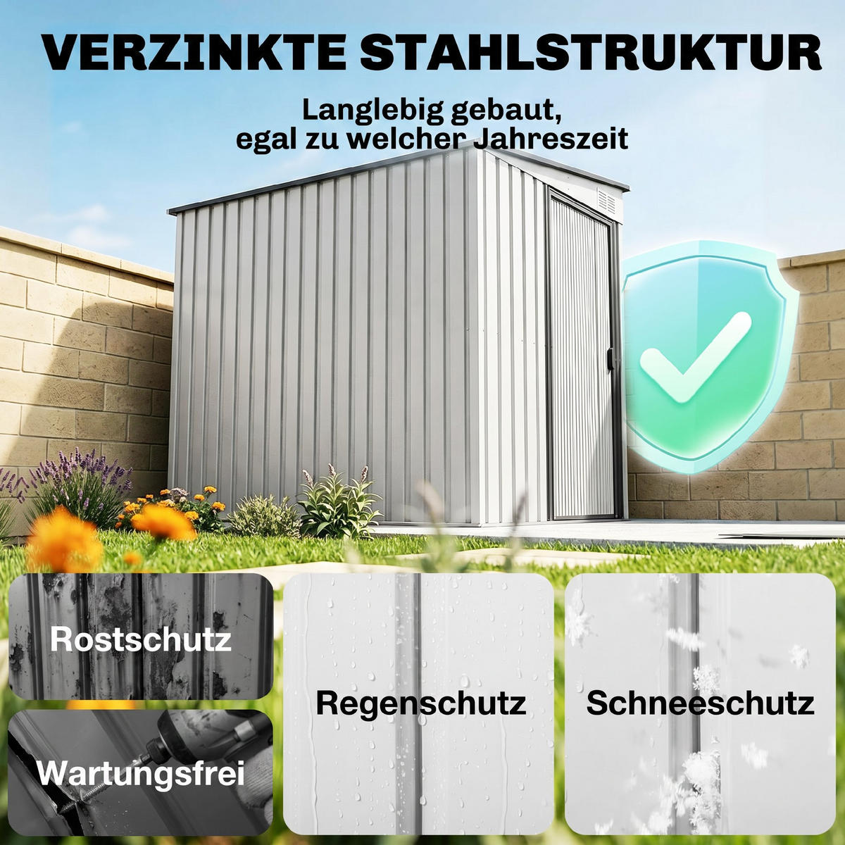 GARTENHAUS aus Stahl Weiß - Weiß, Metall (206.5/181/154cm) - Outsunny
