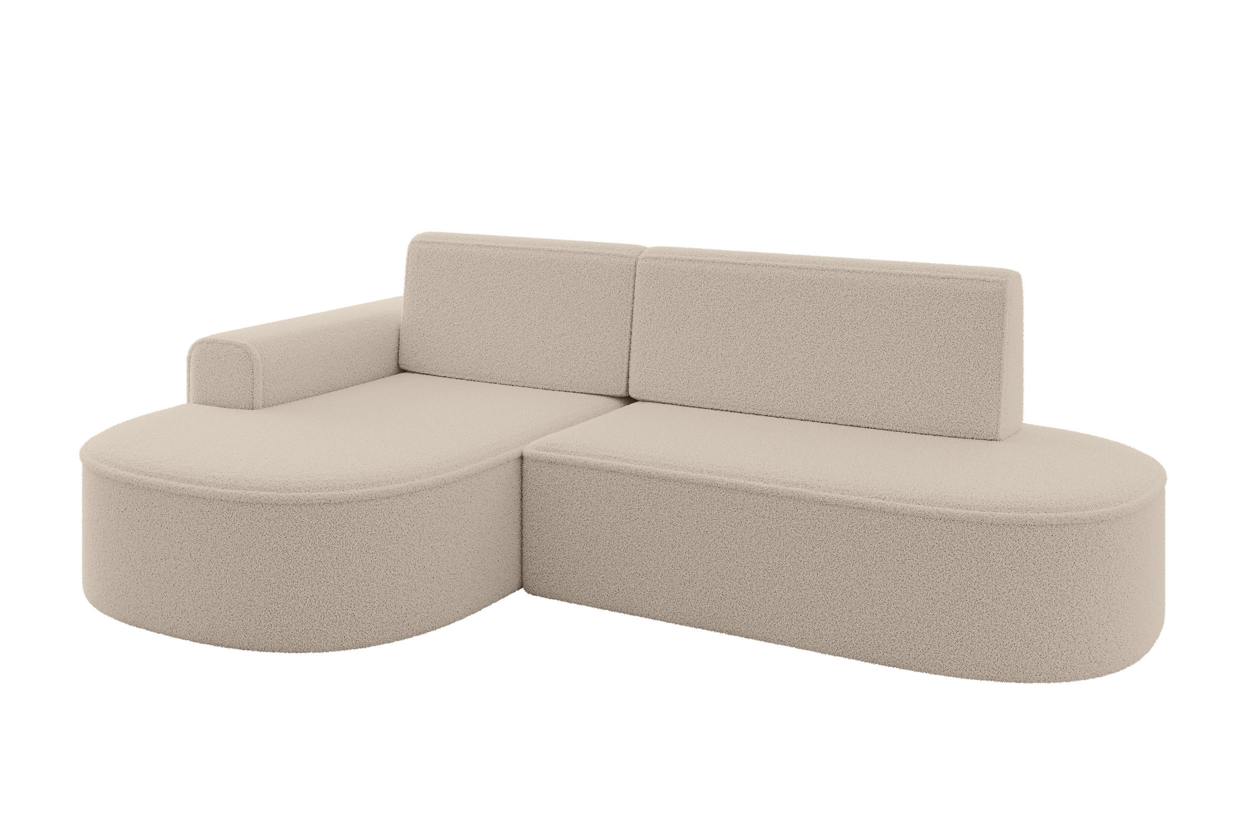 ECKSOFA mit Schlaffunktion und Bettkasten Ottomane Links MARI-L1-S - 283x167x85 cm Dunkelbeige Bouclé - Hellbraun/Schwarz, Holzwerkstoff/Kunststoff (283/167cm) - ALTDECOR