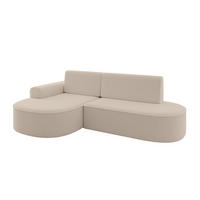 ECKSOFA mit Schlaffunktion und Bettkasten Ottomane Links MARI-L1-S - 283x167x85 cm Dunkelbeige Bouclé - Hellbraun/Schwarz, Holzwerkstoff/Kunststoff (283/167cm) - ALTDECOR