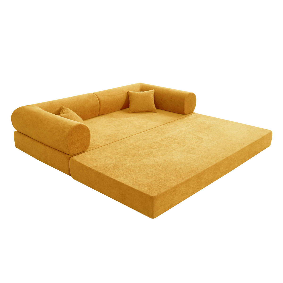 SCHLAFSOFA mit 2 Sitzplätzen, Gelb - Gelb, Textil (204/67/102cm) - Oviala