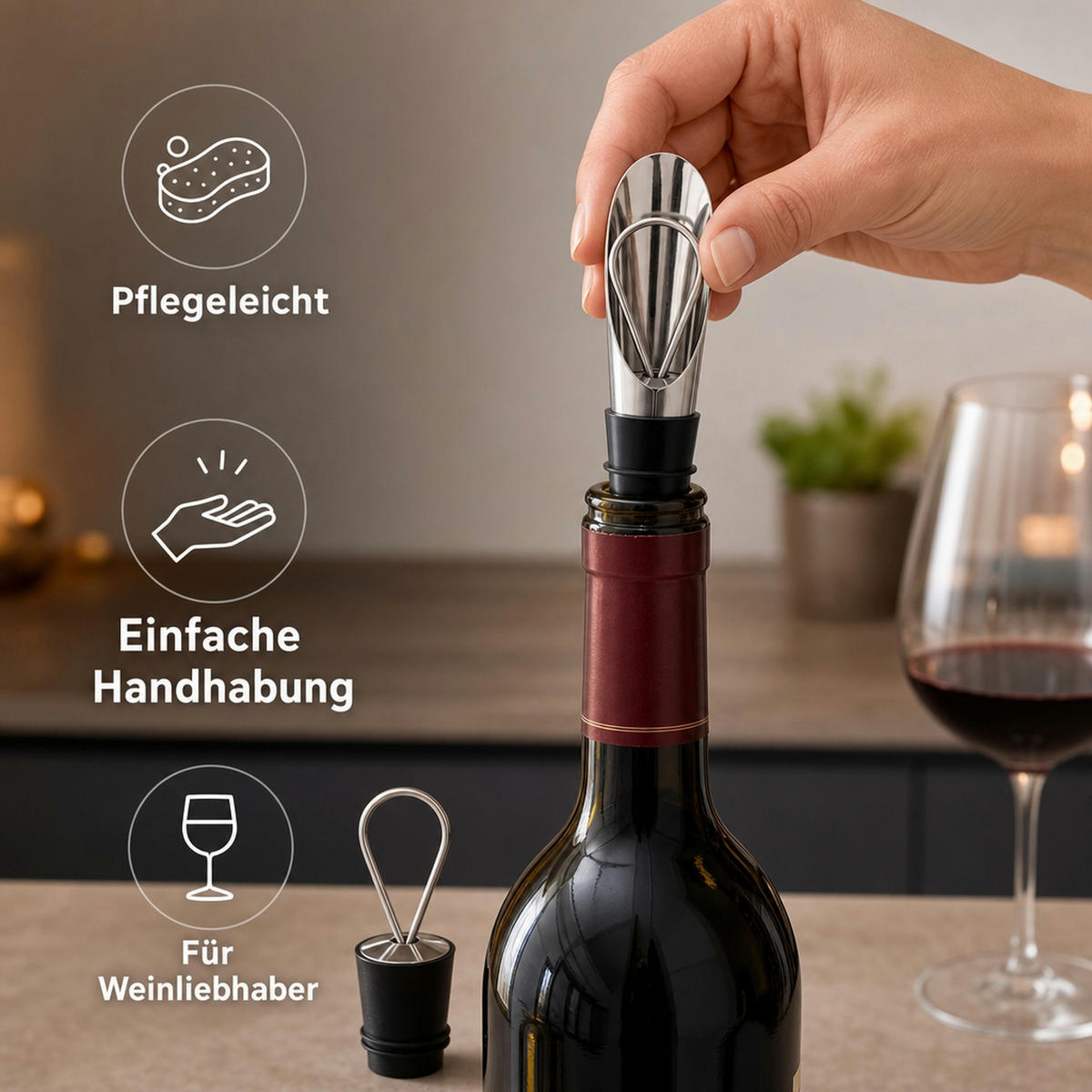 TÜLLE mit Stopfen - Save & Stop - Edelstahlfarben, Metall (9.5/17/3cm) - ich-zapfe