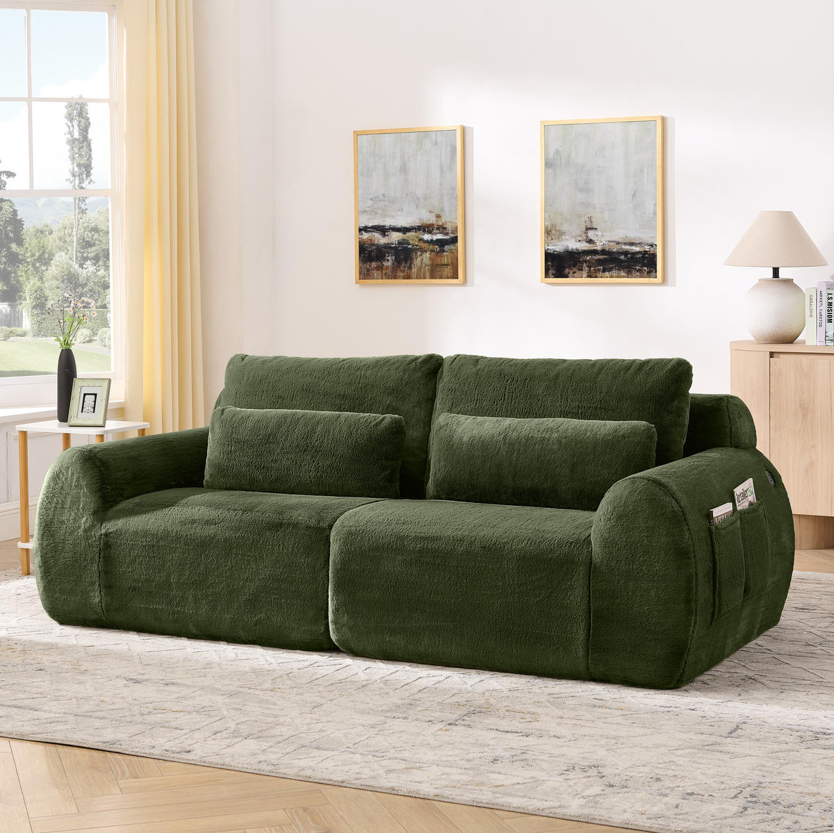SOFA mit USB-Anschluss 2-Sitzer Green - Grün, Kunststoff (208/81/101cm) - Meubliv