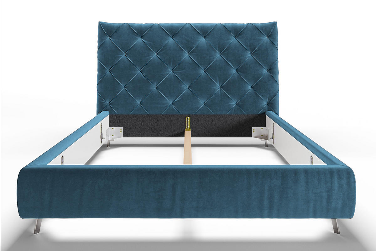 POLSTERBETT ANNY Petrol Massivholz - Petrol, Textil (200/200cm) - KAWOLA