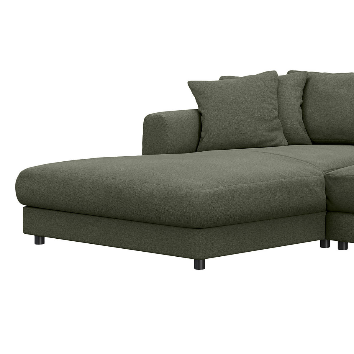 ECKSOFA mit Longchair - Schwarz/Grau, Textil (286/183cm) - home24
