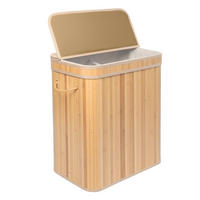 KÔŠ na prádlo - svetlohnedá, drevo/textil (32/52/63cm) - Relaxdays