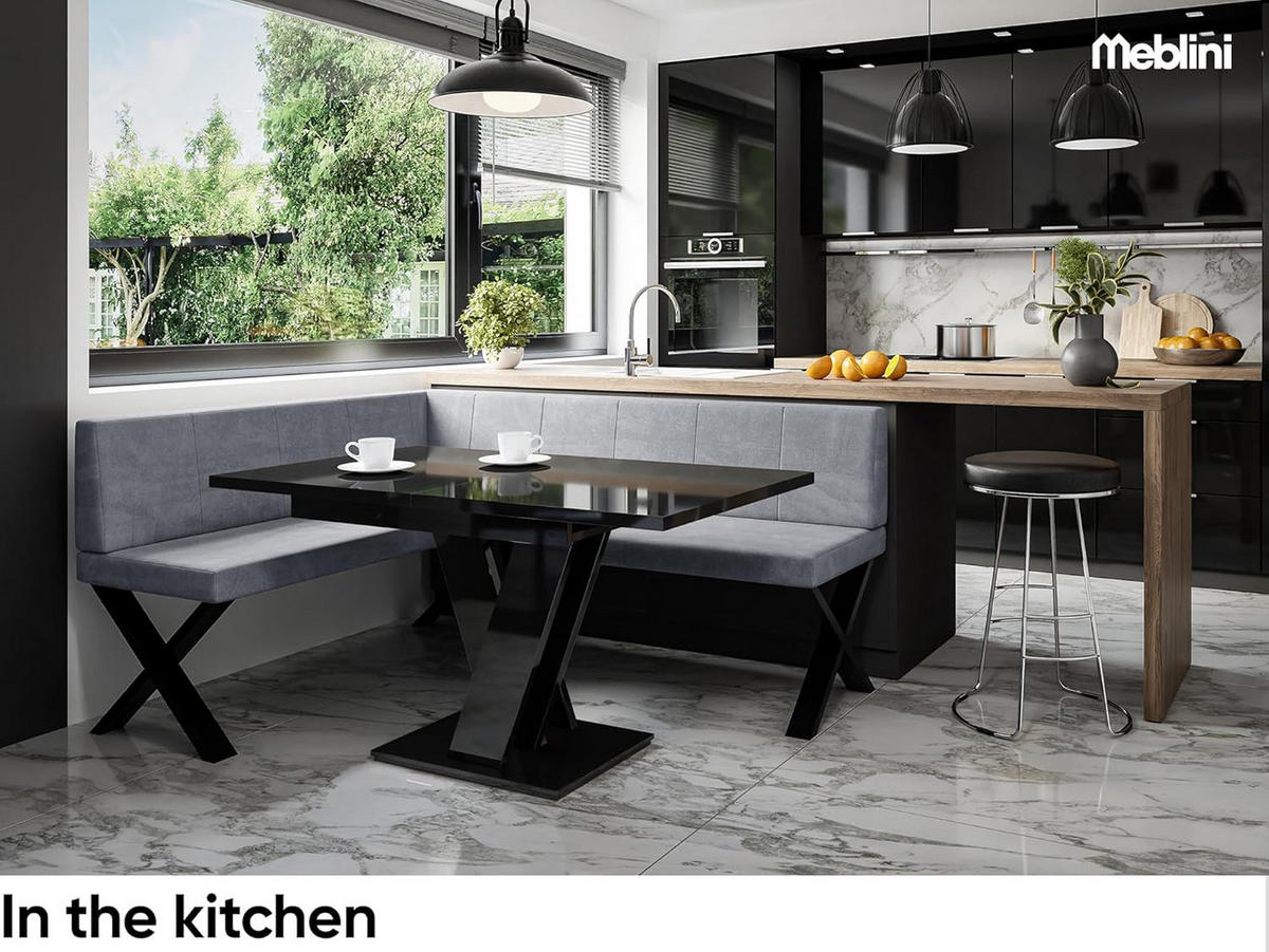 ECKBANK PETER_X - Grau, Textil (128/168cm) - Meblini