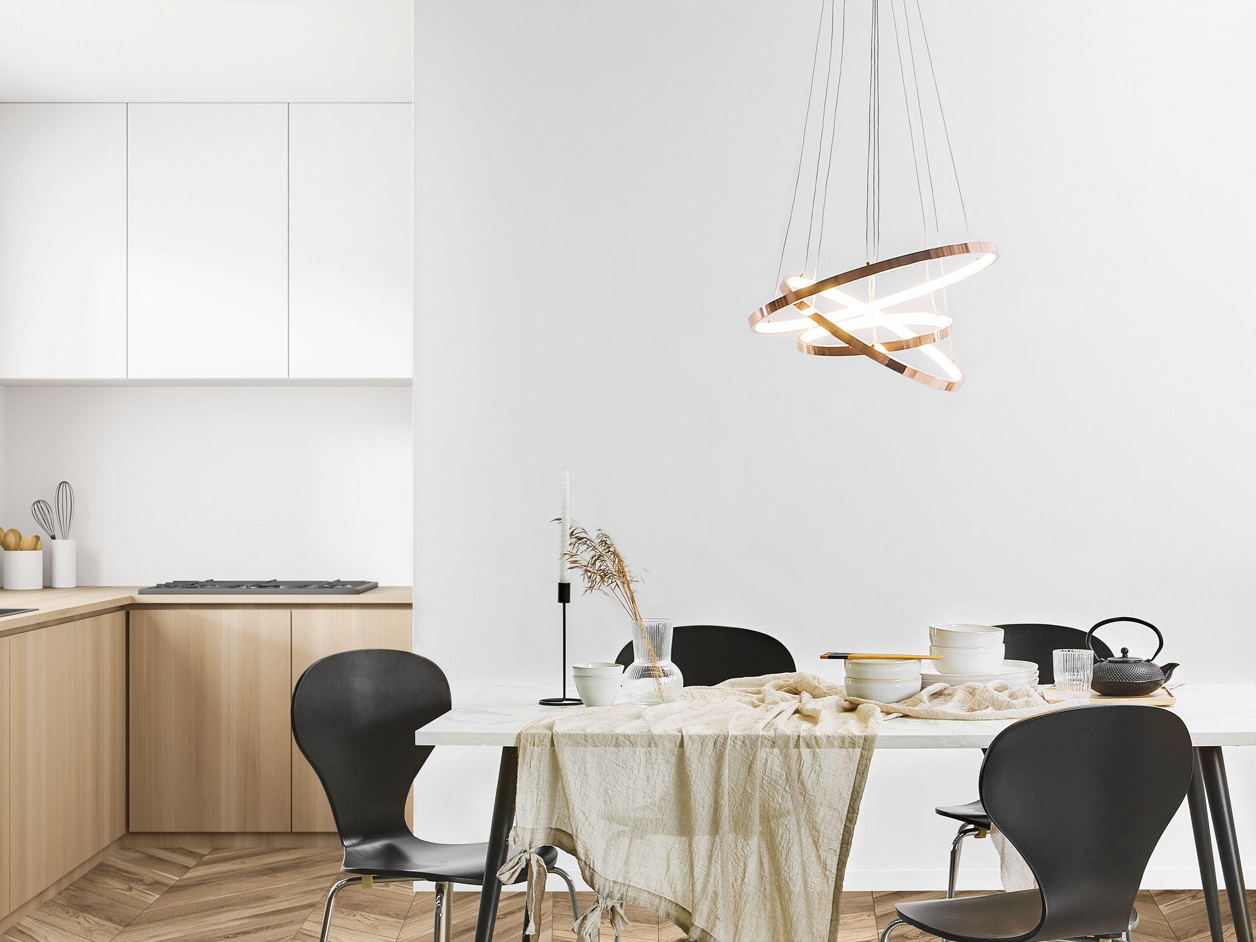 HÄNGELEUCHTE Atrek 50/50/108 cm - Roségold, Metall (50/30/108cm) - Beliani