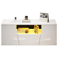 COUCHTISCH, Hochglanz Weiß, mit App-LED (USB) & Stauraum, 100/50/40 cm,Weiß - Weiß, Holzwerkstoff (100/50/40cm) - Redom