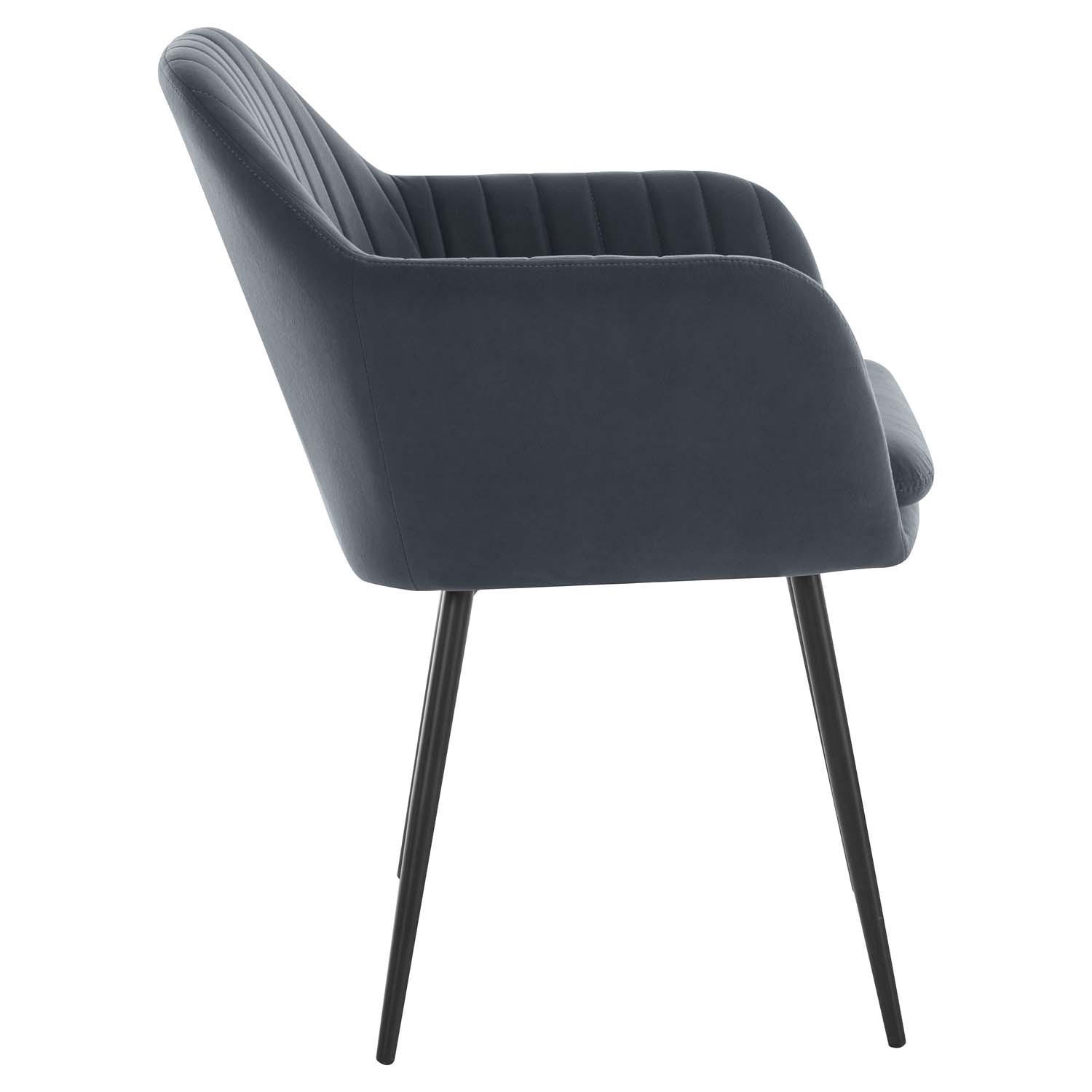 SESSELSTUHL Lia - Samtvelour Grau - Schwarz/Grau, Textil/Metall (56/80/62cm) - Möbel Stellbrink
