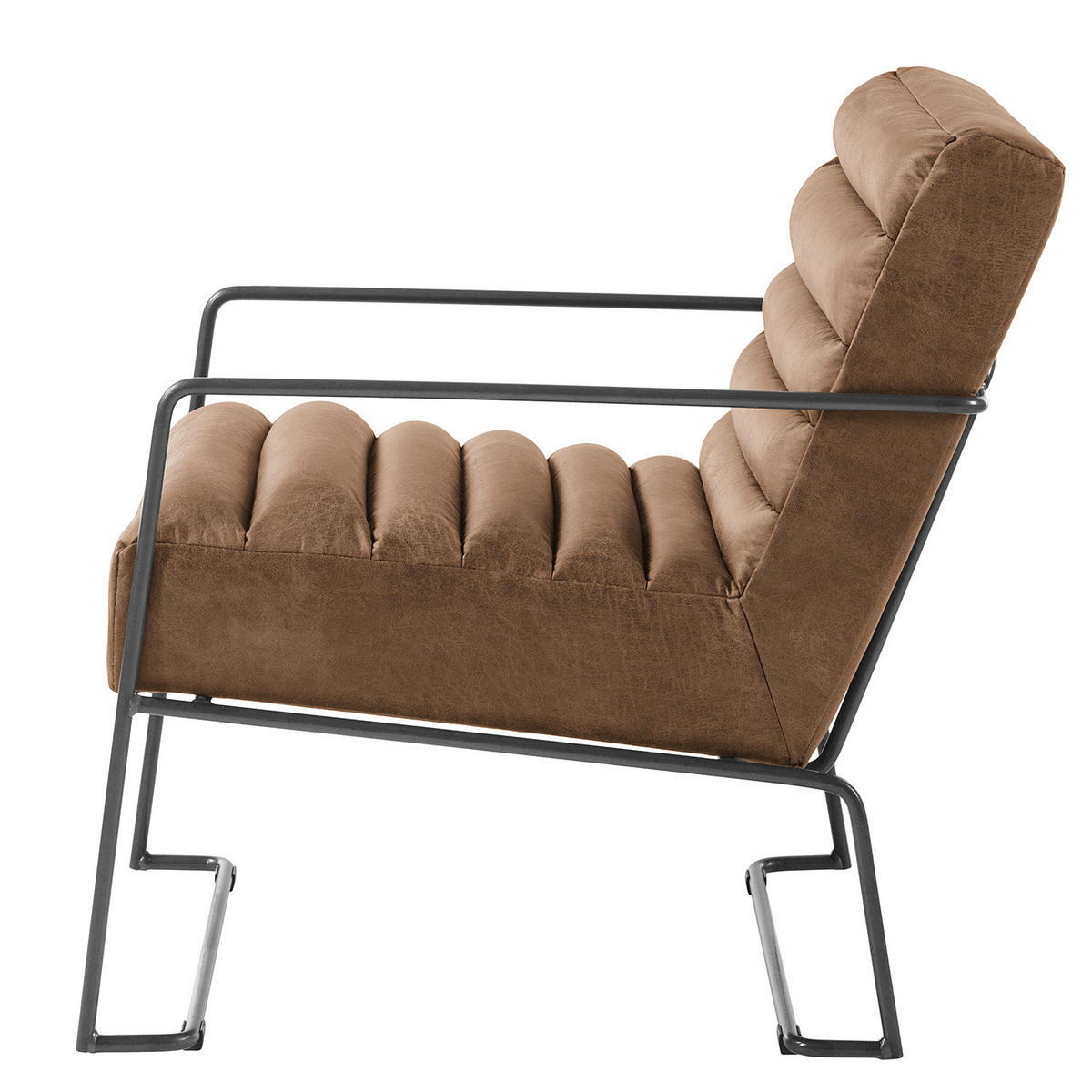 SESSEL - Antiklederlook - Grau, Textil/Metall (63/71/78cm) - home24