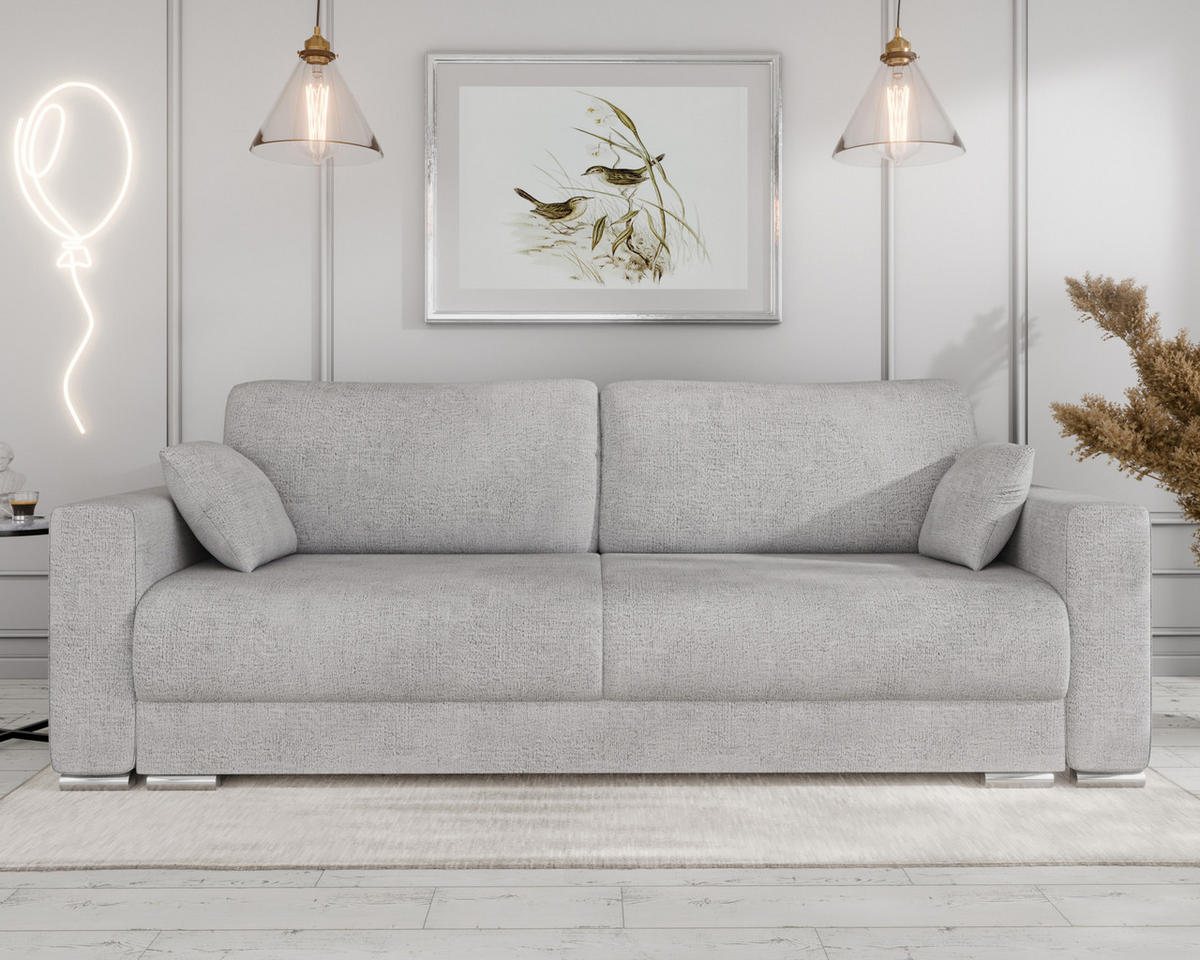 SCHLAFSOFA Calma mit Bettkasten 3-Sitzer modernen Stil, Graubraun - Graubraun, Holz (229/87/97cm) - Homesy