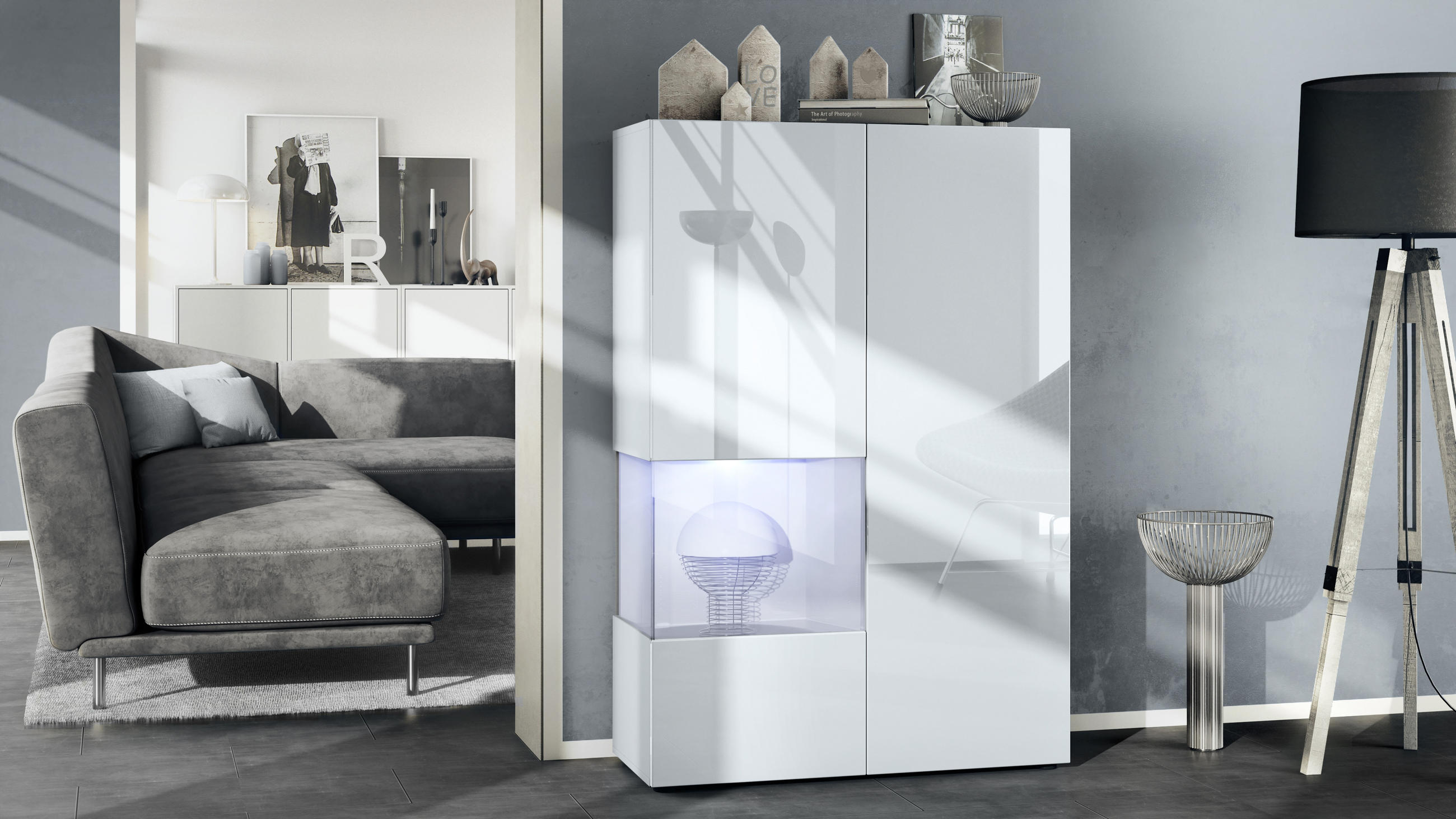 VITRINE Morena Einsatz in Weiß matt - Weiß, Holzwerkstoff (91.5/136.5/37cm) - Vladon