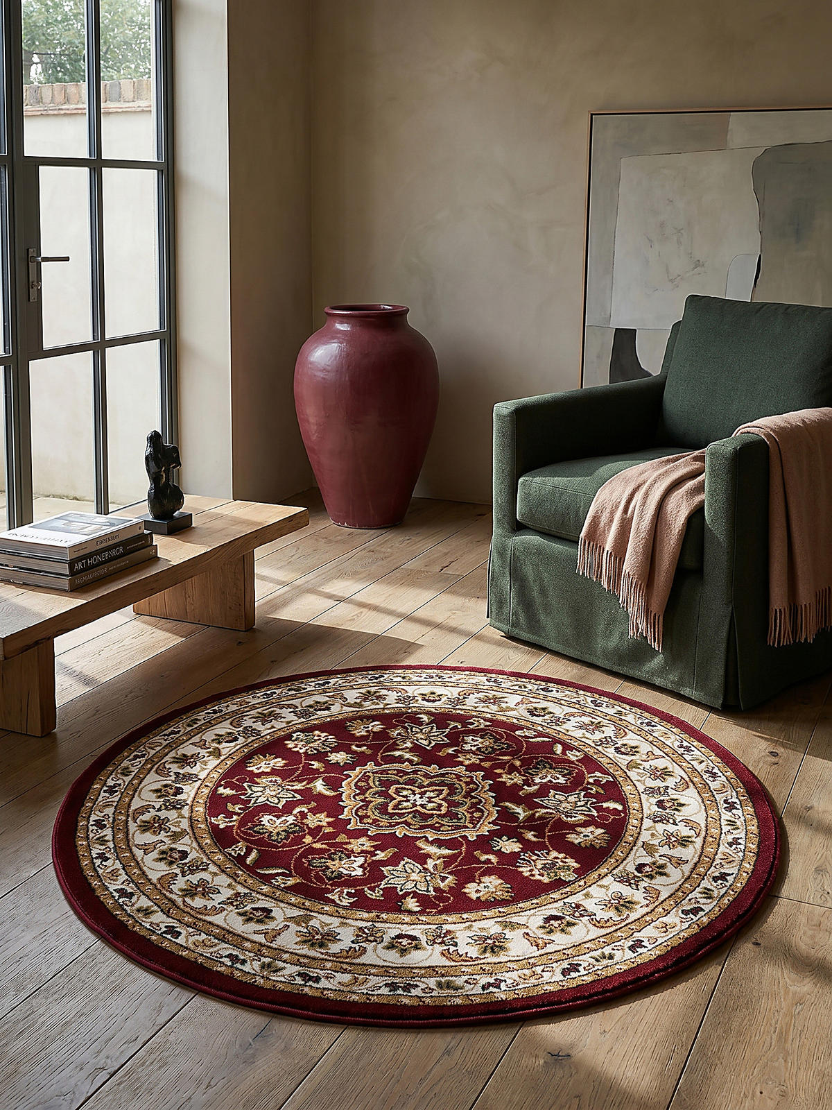 TEPPICH Traditionell-Floral-Design GLAZERT, Rot 133x133 cm - Rot, Textil (133/133cm) - KADIMA DESIGN