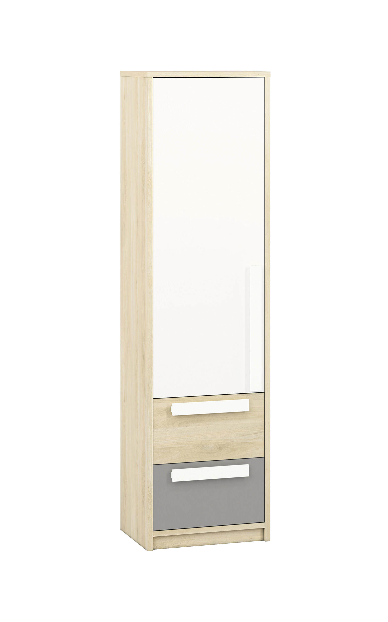 STAURAUMSCHRANK Drop Fjord Buche / weiß / grau 55 / 40 / 199cm - Weiß/Braun, Holz/Holzwerkstoff (55/199/40cm) - Feldmann-Wohnen