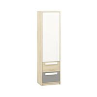 STAURAUMSCHRANK Drop Fjord Buche / weiß / grau 55 / 40 / 199cm - Weiß/Braun, Holz/Holzwerkstoff (55/199/40cm) - Feldmann-Wohnen