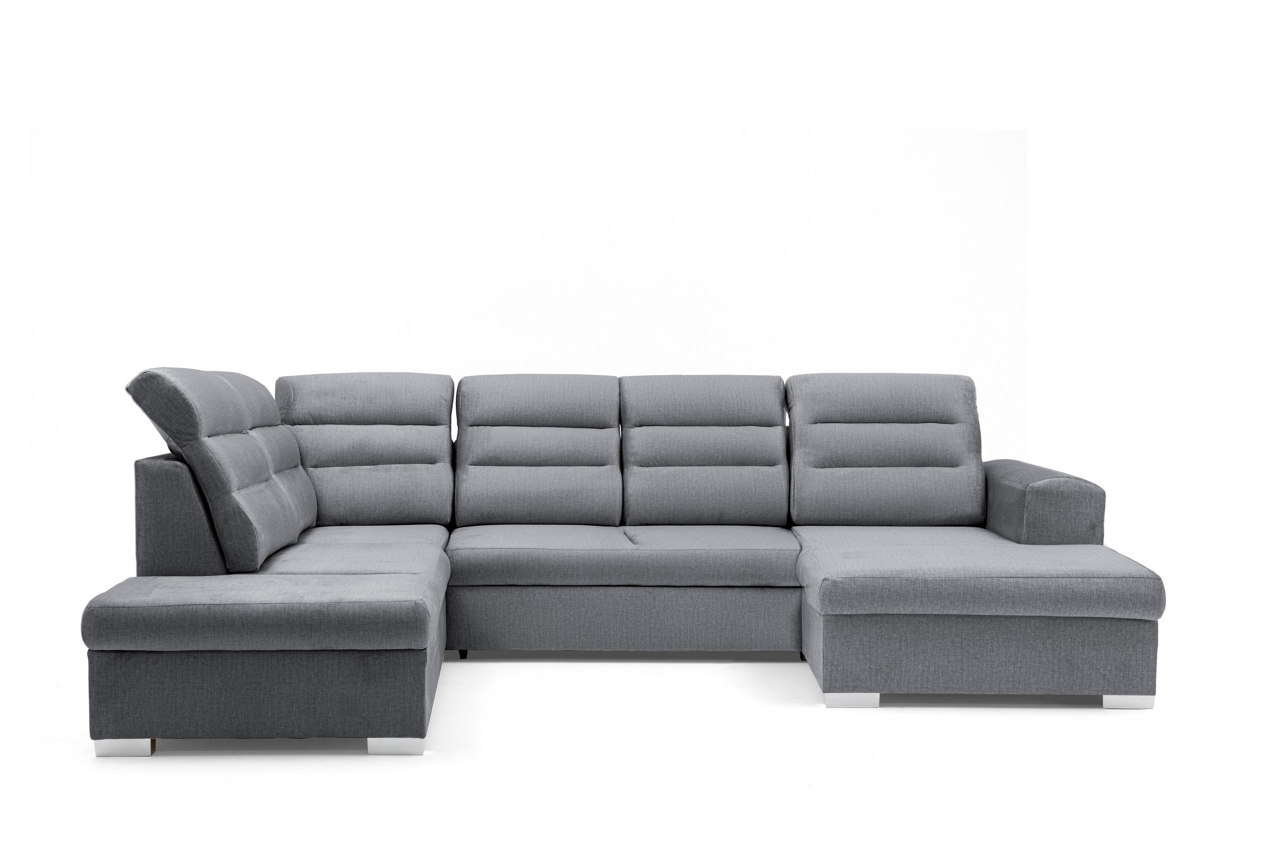 ECKSOFA U-Form CLOUD U Links mit Schlaffunktion 120x252 Velours Grau - Silberfarben/Grau, Holz/Kunststoff (320/103/202cm) - Muffo