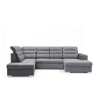 ECKSOFA U-Form CLOUD U Links mit Schlaffunktion 120x252 Velours Grau - Silberfarben/Grau, Holz/Kunststoff (320/103/202cm) - Muffo