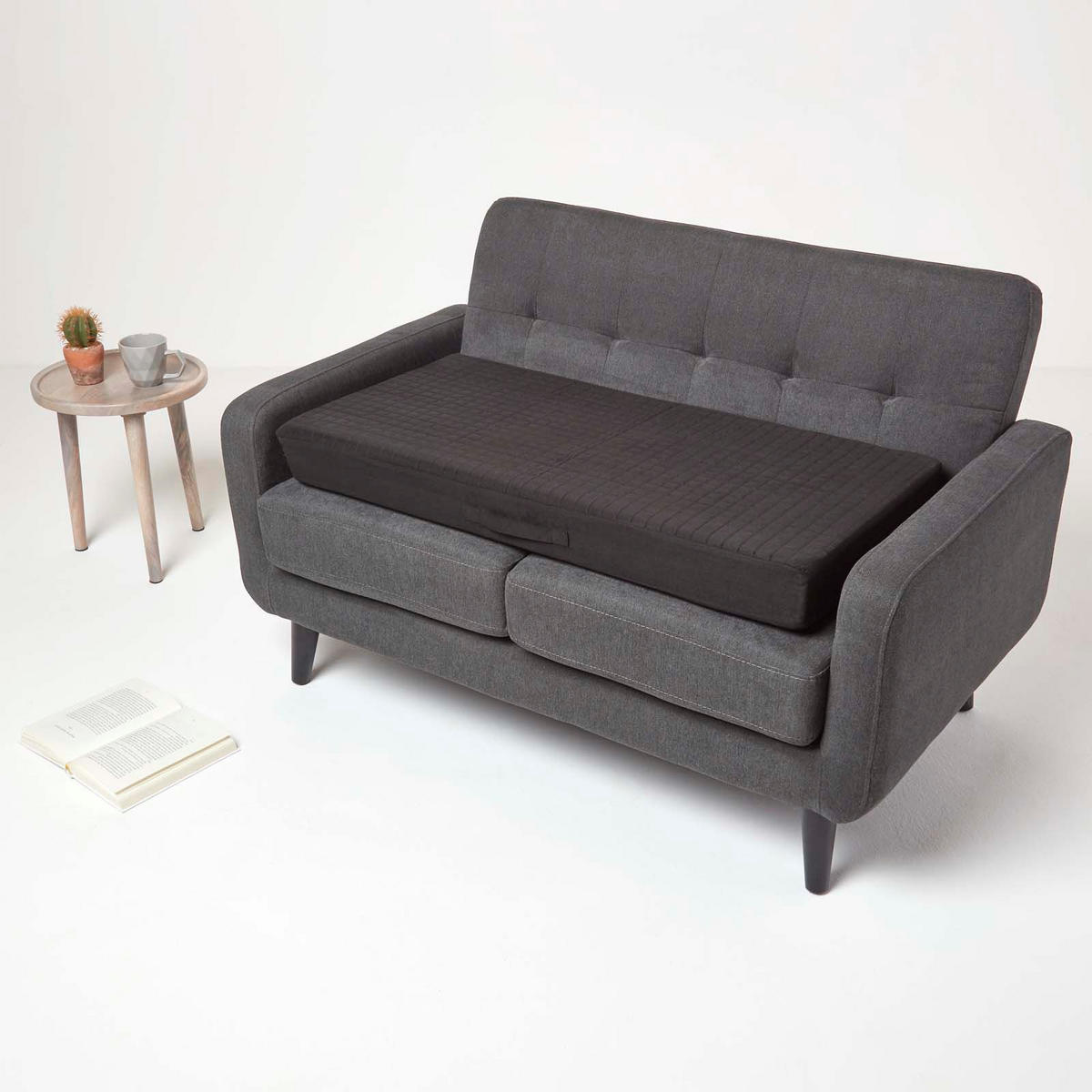 SOFA-AUFLAGE schwarz 100/50/10 cm – Velours-Sitzkissen orthopädisch - Schwarz, Textil (100/50/10cm) - Homescapes