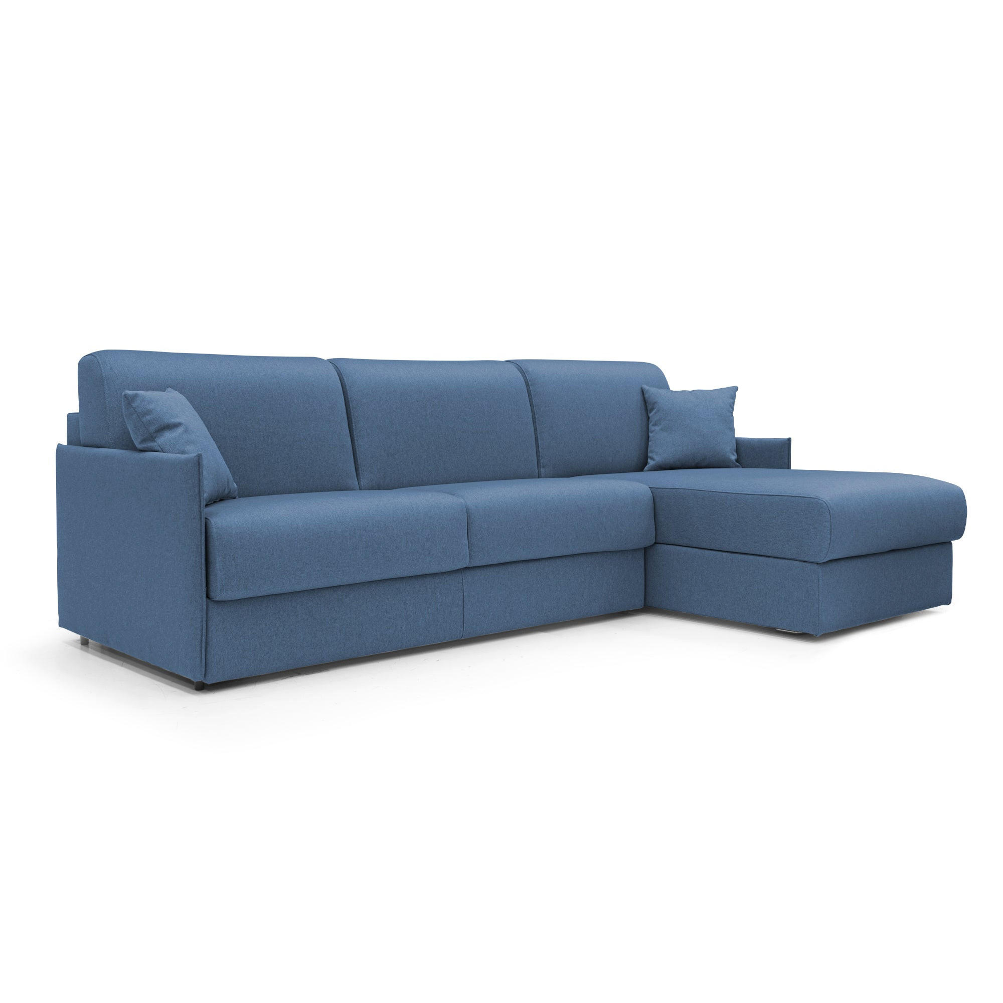 ECKSOFA LINKS Evans - Blau, Textil (252/96cm) - Divani.store