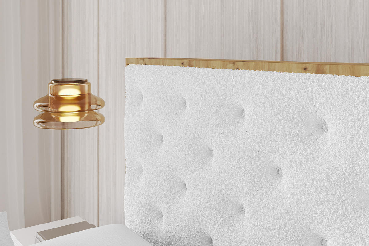POLSTERBETT mit Bettkasten, Fußteil und Lattenrost, Boxbett ohne Matratze - ENZO3-Z 180x200 Weiß - Weiß, Holzwerkstoff/Textil (180/200cm) - ALTDECOR
