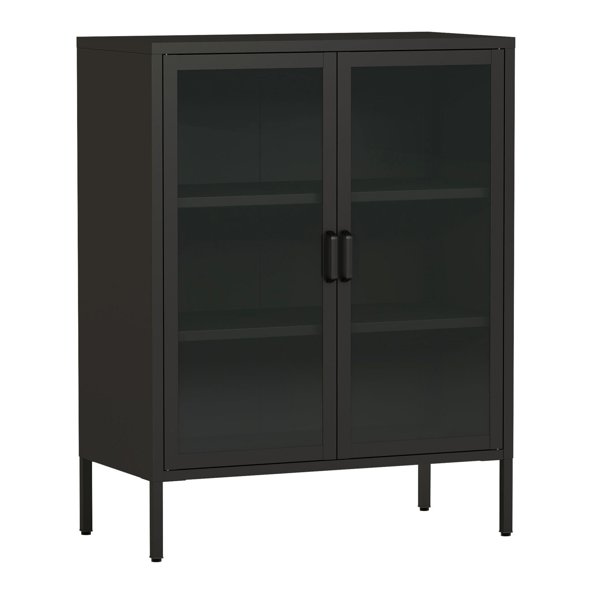 VITRINE Fauske - Schwarz, Metall (80/101.5/40cm) - [en.casa]