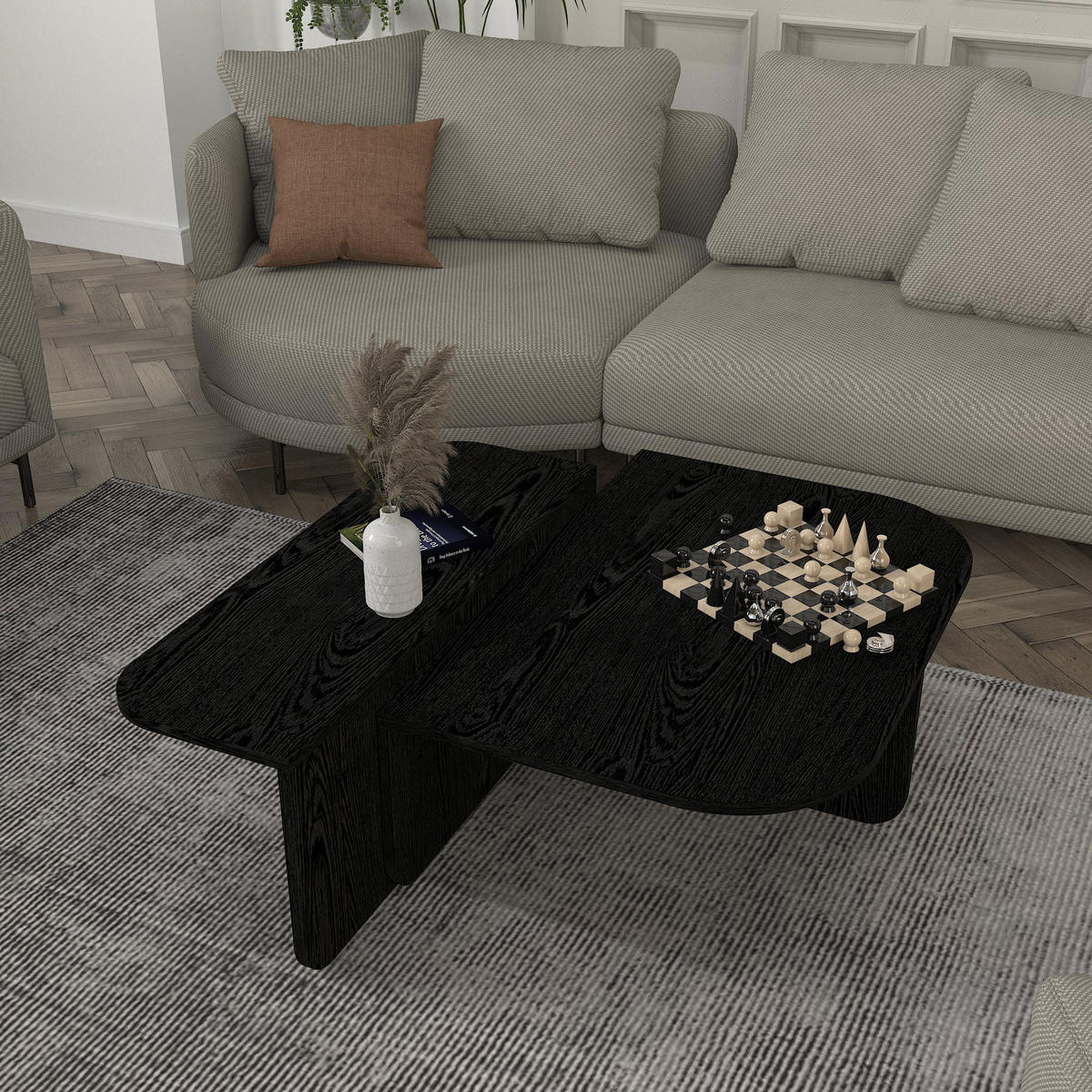 COUCHTISCH Luxe Schwarz 90x90 cm - Schwarz, Holzwerkstoff (90/90/33cm) - moebel17