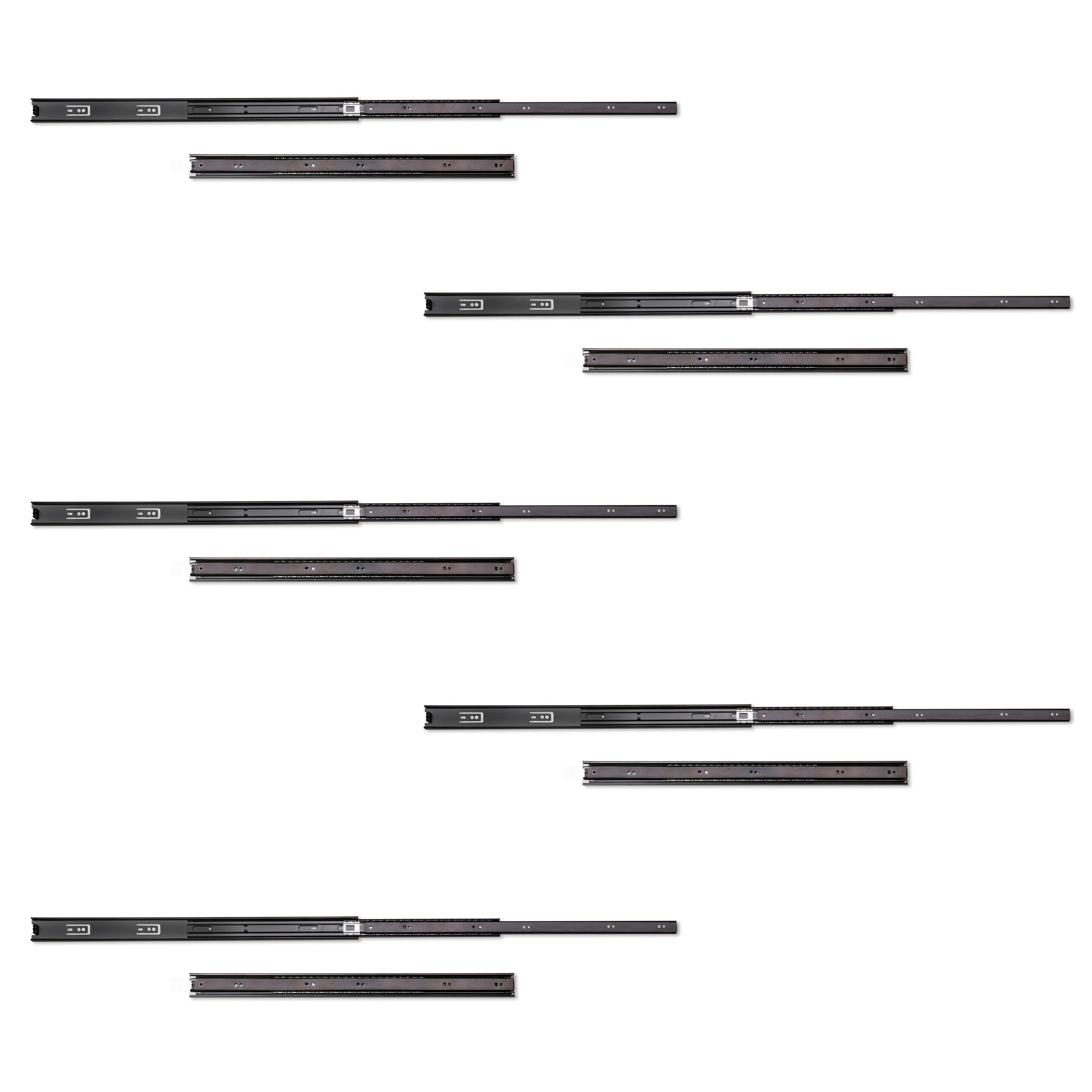 KUGELFÜHRUNGEN Höhe 45mm, Tiefe 600mm, Vollauszug, Schwarz 5er-set - Schwarz, Metall (1.27/5/50cm) - EMUCA