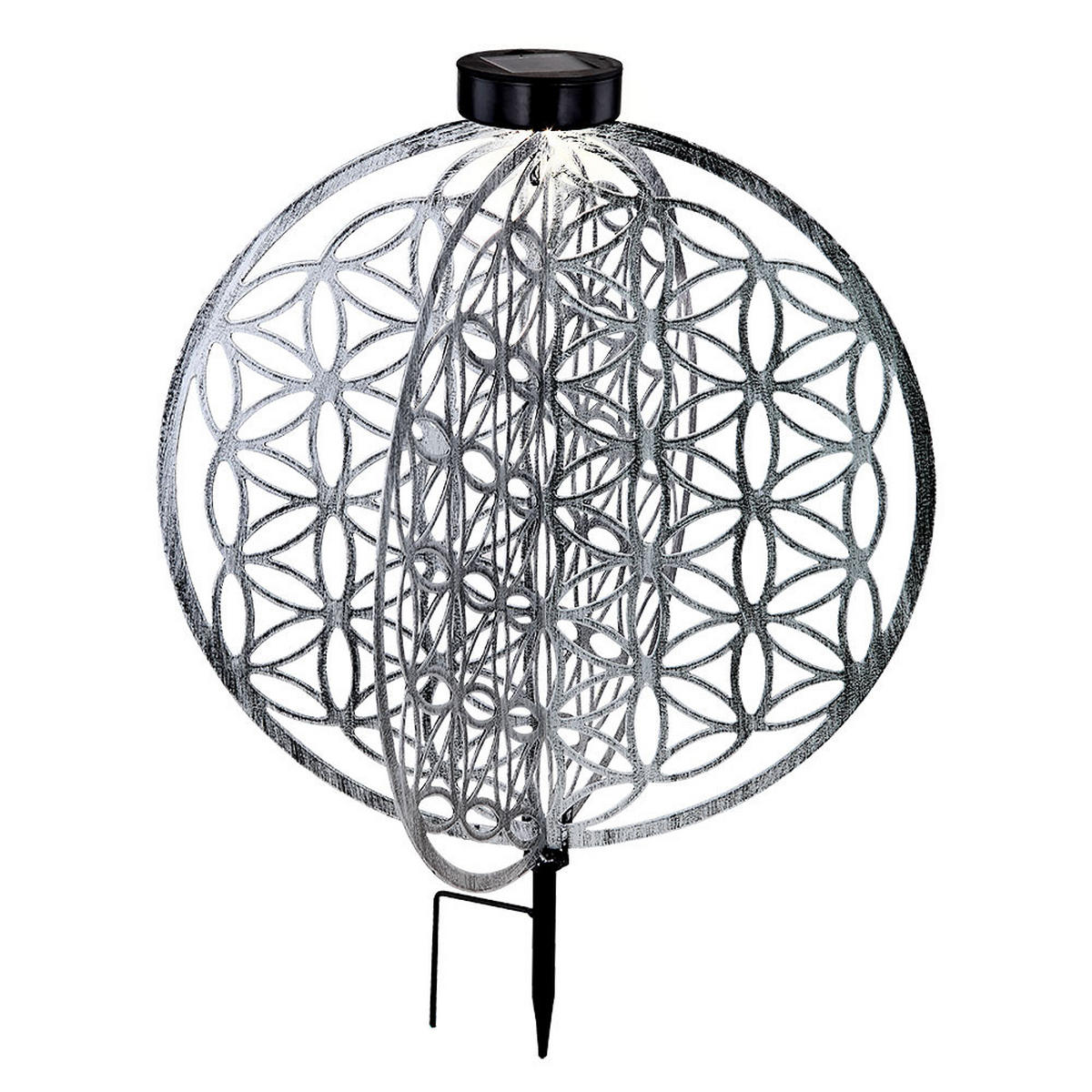 LED AUSSENLEUCHTE Solarleuchte Silber - Schwarz, Metall (40/40/51cm) - Globo Lighting