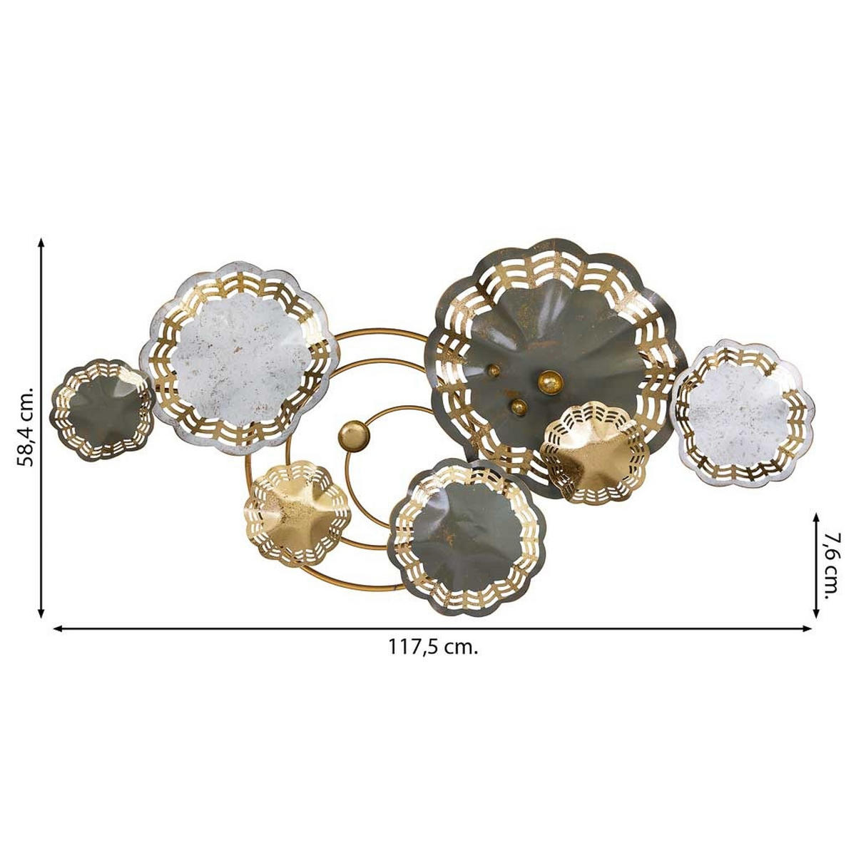 WANDDEKO-OBJEKT aus Metall, 118x58x8cm - Multicolor, Metall (117.5/7.6/58.4cm) - Wanderlust