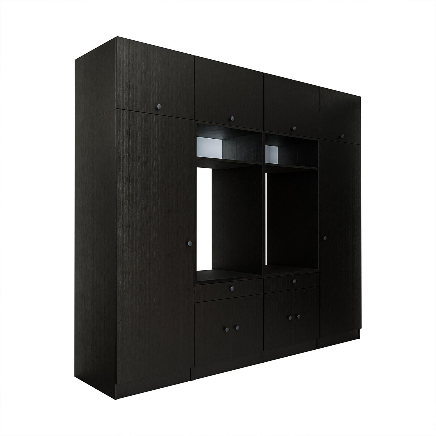 WASCHMASCHINENSCHRANK Serie 1 254cm Breit, 230cm Hoch - Schwarz, Holzwerkstoff (254/230/67cm)