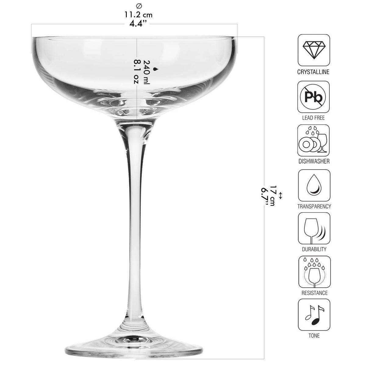 SEKTGLÄSER Harmony, 6er-Set, 280 ml - Transparent, Glas (0.28L) - Krosno Glass