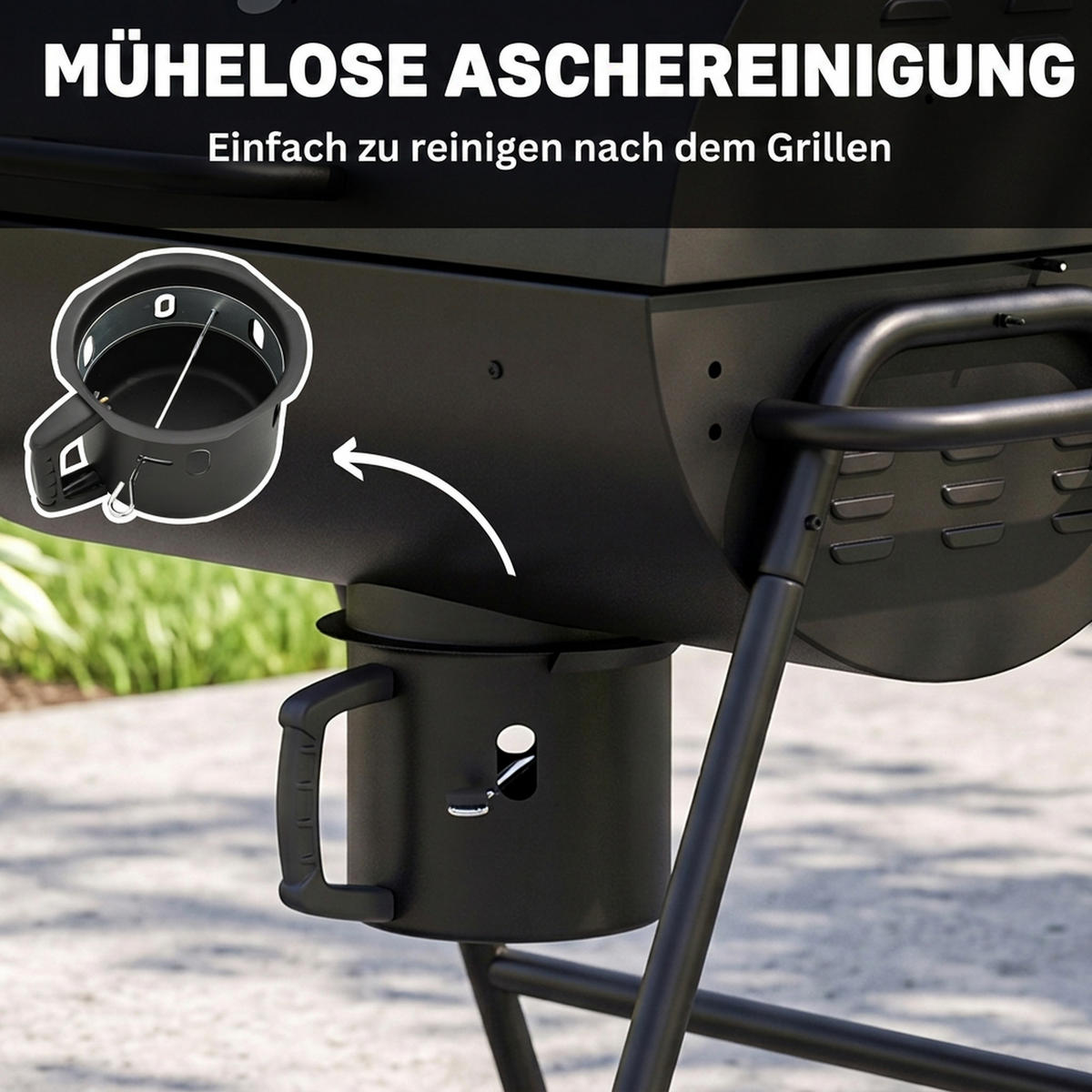 HOLZKOHLEGRILL Schwarz 95.0/71.5/102.0 cm - Schwarz, Metall (71.5/102/95cm)