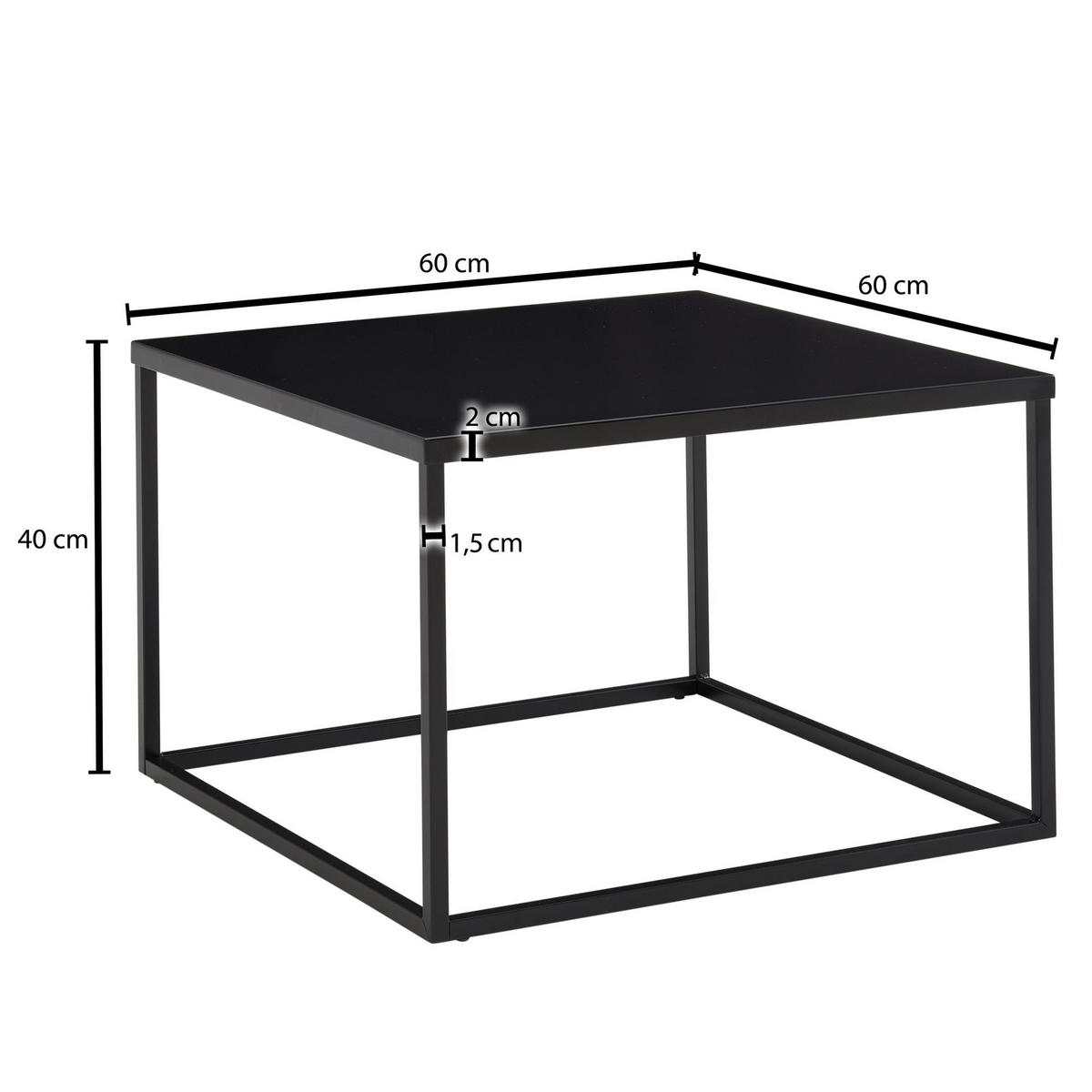 COUCHTISCH quadratisch mit Marmor-Optik, Metallgestell im Industrial-Stil, Schwarz 60x60x45 cm - Schwarz, Metall (60/60/45cm) - KADIMA DESIGN