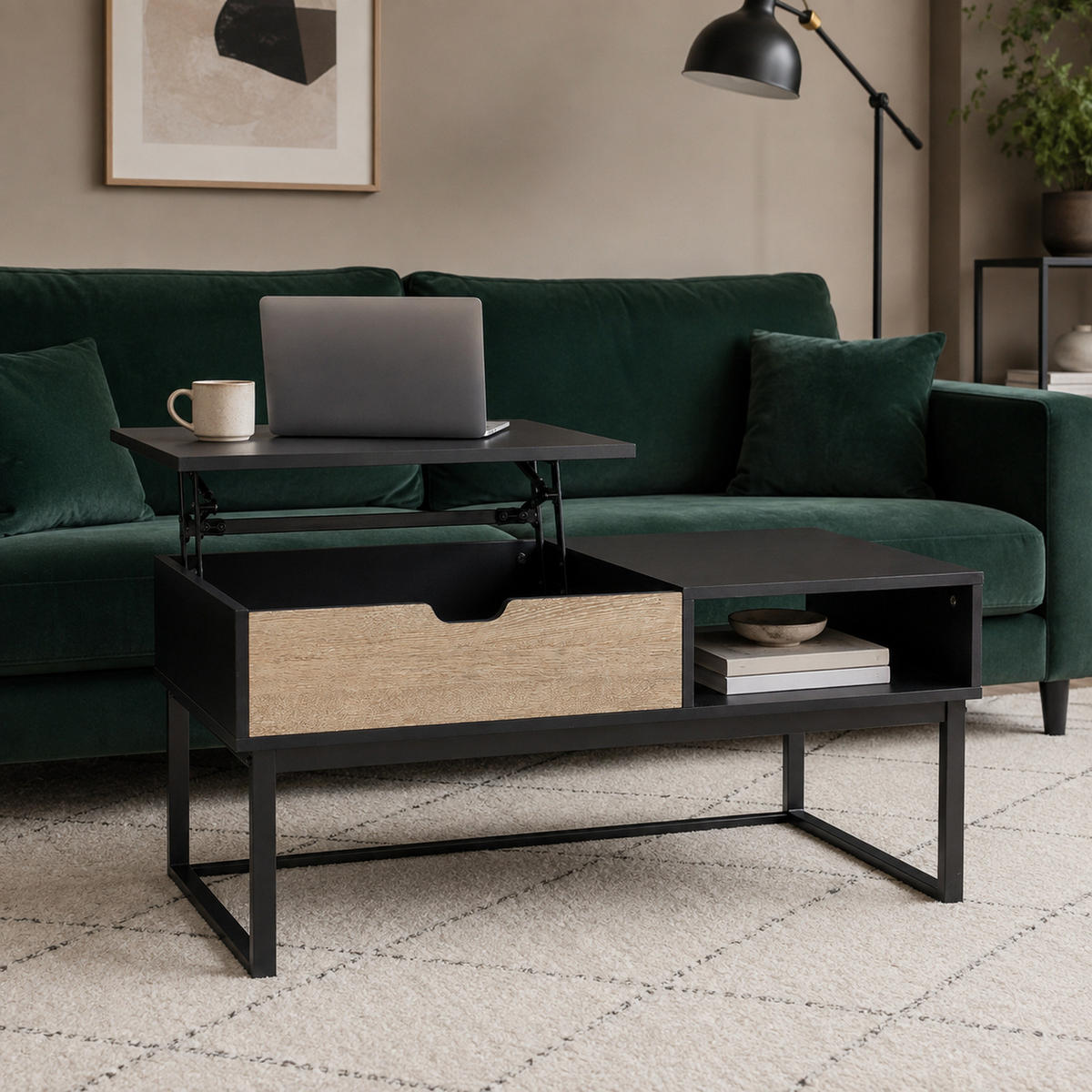 COUCHTISCH Schwarz - Schwarz, Holzwerkstoff (45.1/60.3/45.1cm) - Teamson Home
