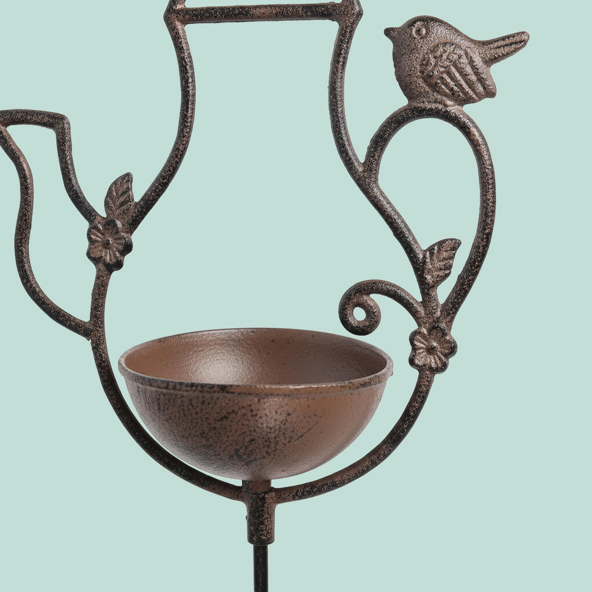 VOGELTRÄNKE Braun Gusseisen Teekannen-Design - Braun, Metall (27/86/13cm) - Relaxdays