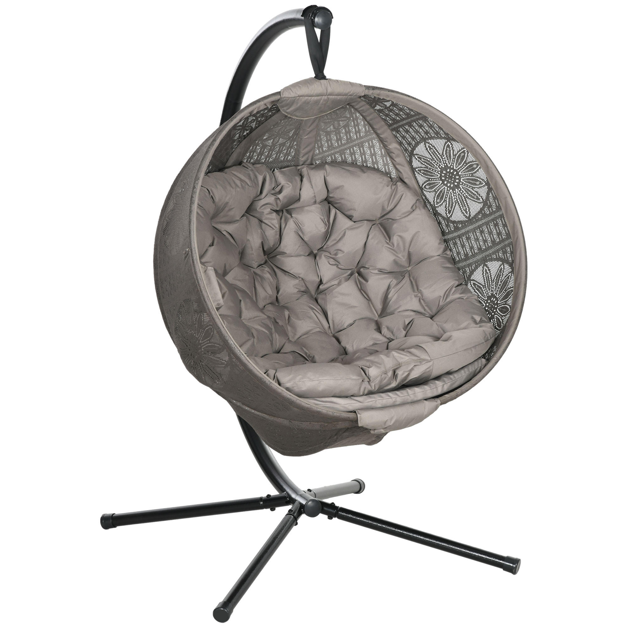 HÄNGESESSEL, Stahl, Polyesterstoff, Sand - Sandfarben, Kunststoff/Metall (116/172/125cm) - Outsunny