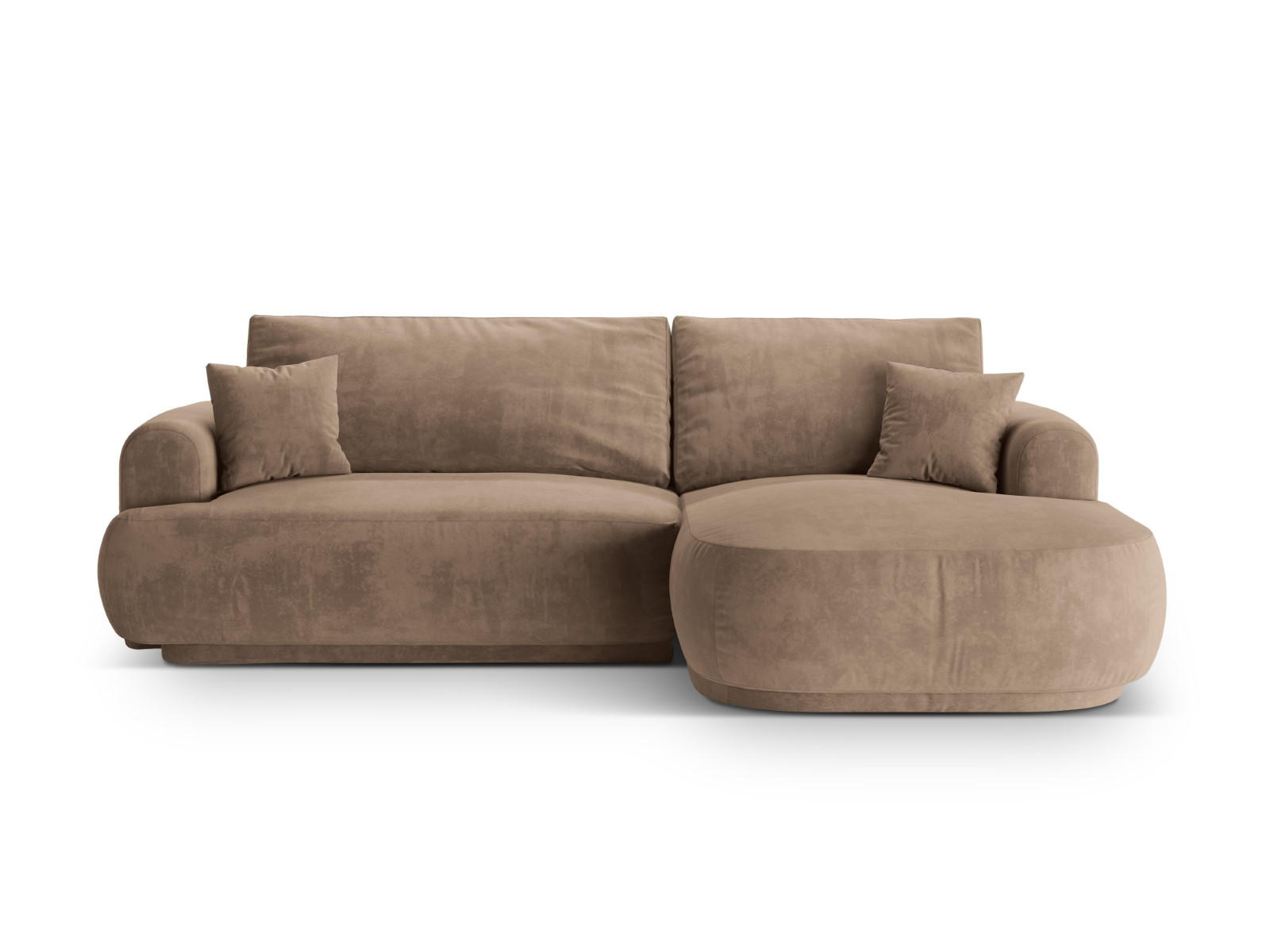 SCHLAFSOFA modular mit Bettkasten rechts Ella aus Samt dunkelbeige 5 Sitzplätze - Mokka, Textil (174/271cm) - Micadoni
