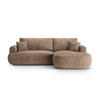 SCHLAFSOFA modular mit Bettkasten rechts Ella aus Samt dunkelbeige 5 Sitzplätze - Mokka, Textil (174/271cm) - Micadoni