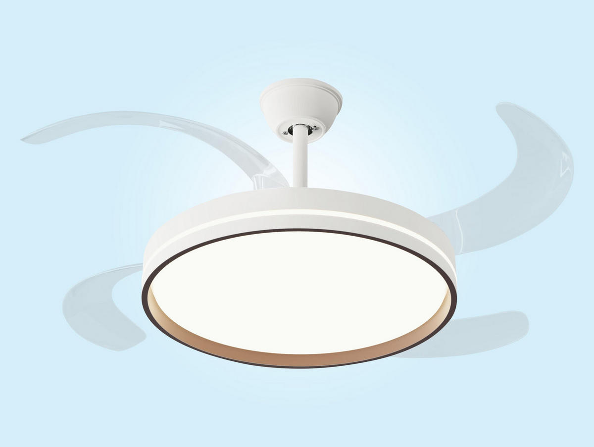 LED-DECKENLAMPE Eiche Hell mit integriertem Ventilator 60 W - Hellbraun, Kunststoff (45/122/122cm) - Purline