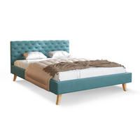 POLSTERBETT ZUZA türkis - Türkis/Birkefarben, Holzwerkstoff/Metall (180/200cm) - FDM