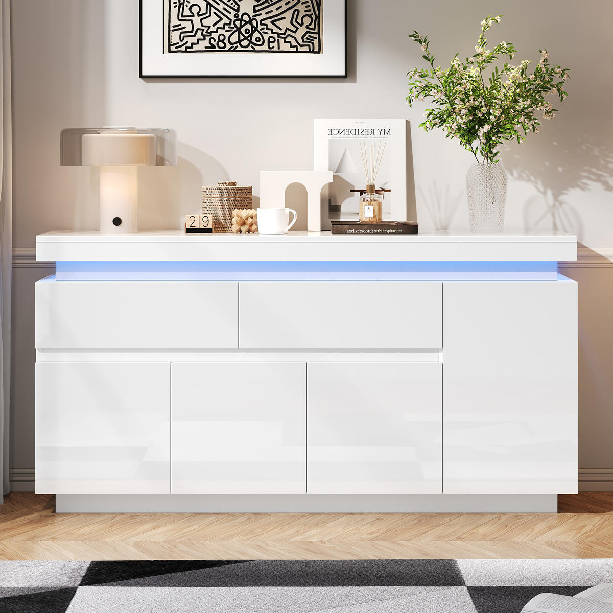 SIDEBOARD Weiß 140/35/72,5 cm - Weiß, Holzwerkstoff (140/72.5/35cm) - PANGIVO