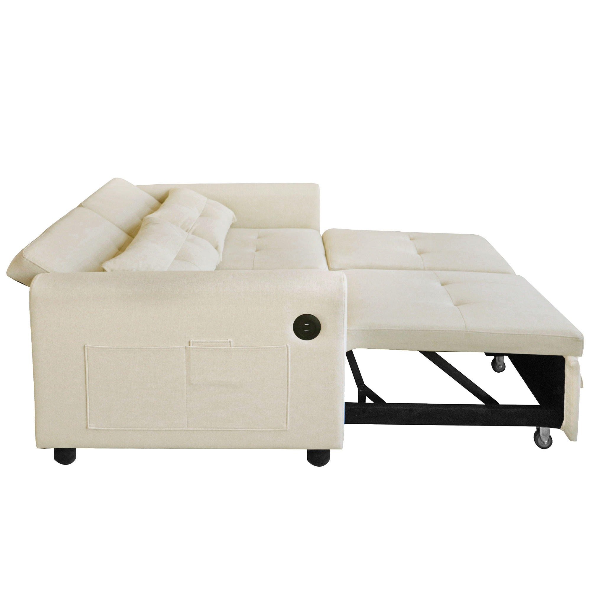 SOFABETT 142/85/83 cm Beige - Beige, Textil (85/83/142cm)
