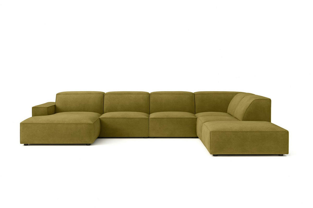 ECKSOFA Cursal V, Stoff Salvador, Olive, Rechts - Olivgrün, Holz (364/262cm) - Kaiser Möbel