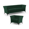 SITZGARNITUR 3+1 Chesterfield Whitby Flasche Grün Samt mit schwarzen Füßen - Dunkelgrün/Schwarz, Holz/Textil (237/78/82cm) - S-Style Möbel