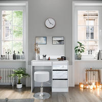 SCHMINKTISCH-SET Sherry Weiß 90 cm mit Hocker - Weiß, Holzwerkstoff (90/75/40cm) - Vicco