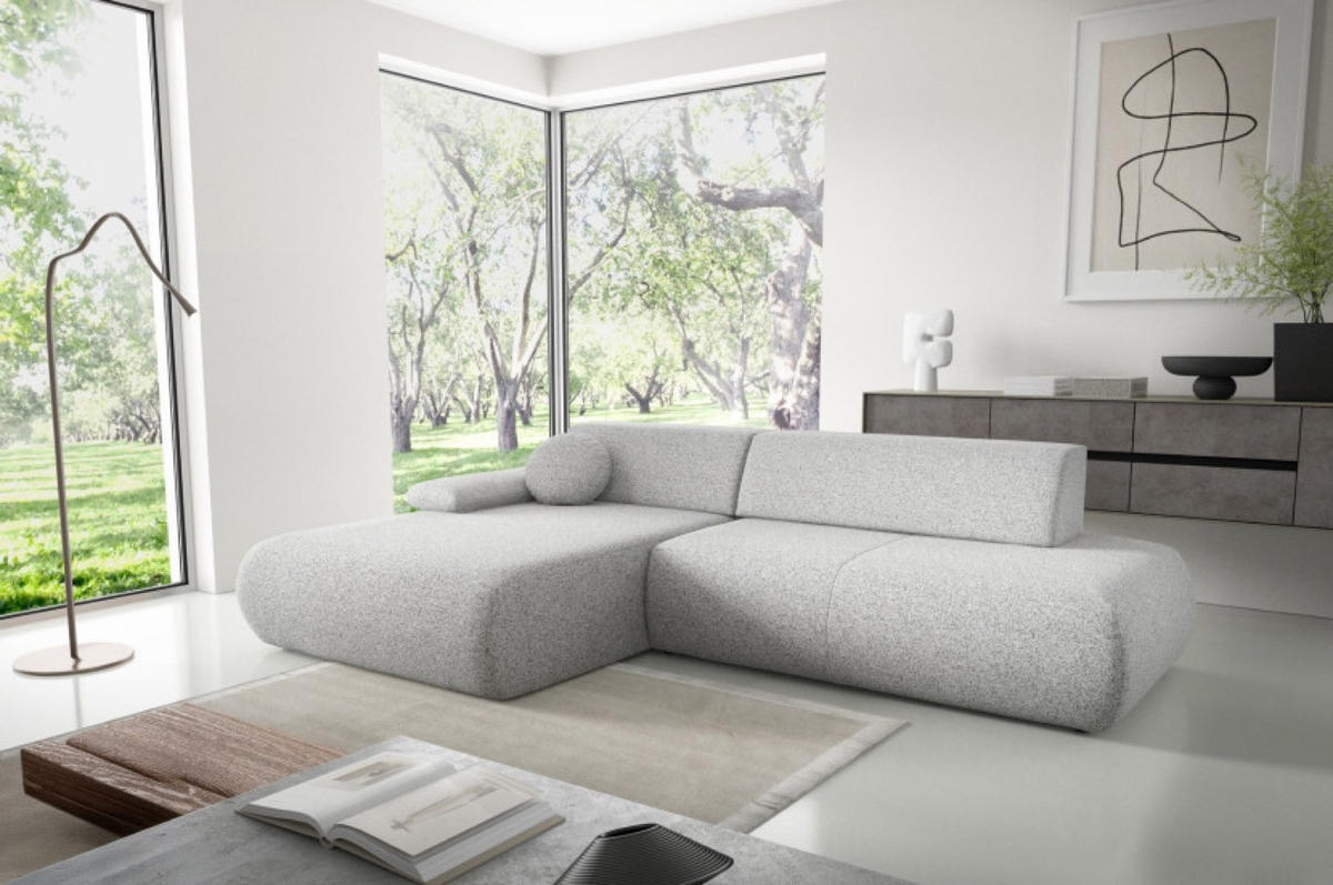 ECKSOFA Hellgrau PENTI Ausziehbar Mit Bettkasten Links - Hellgrau/Grau, Textil (286/173.5cm) - Sepro Meble
