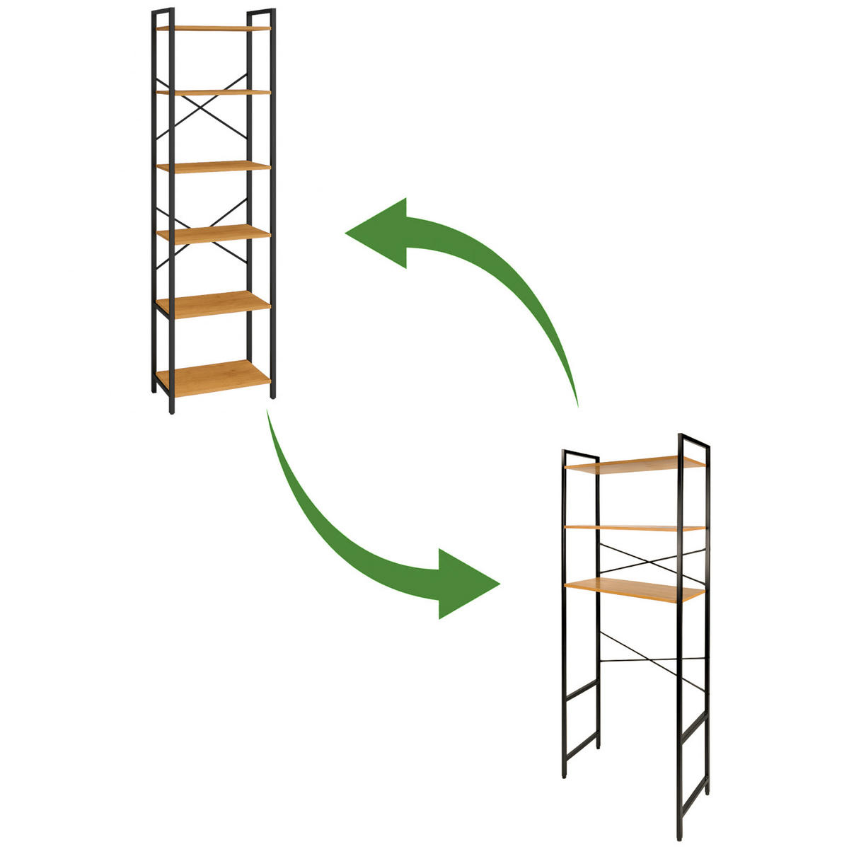 STANDREGAL Holzoptik Metall Eichefarben Schwarz für Waschmaschine 186×66×30 cm - Eichefarben/Schwarz, Holzwerkstoff/Metall (66/186/30cm) - Begryf