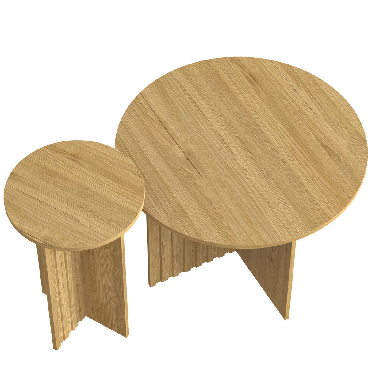 KONFERENČNÍ stolek, 2dílná sada, Ø 76/40 cm přírodní, MDF a dřevotříska - přírodní, kompozitní dřevo (76/76/50cm) - BEAOK