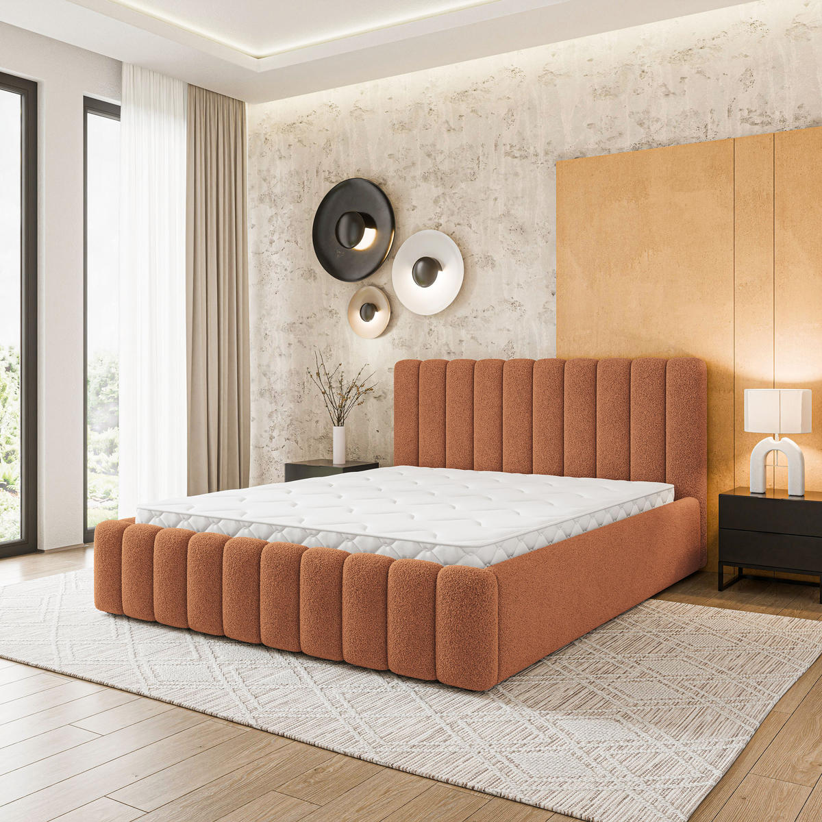 POLSTERBETT DINESE Q 180x200 cm mit Bettkästen - Kupferfarben - Kupferfarben, Holz (180/200cm) - MASSENO