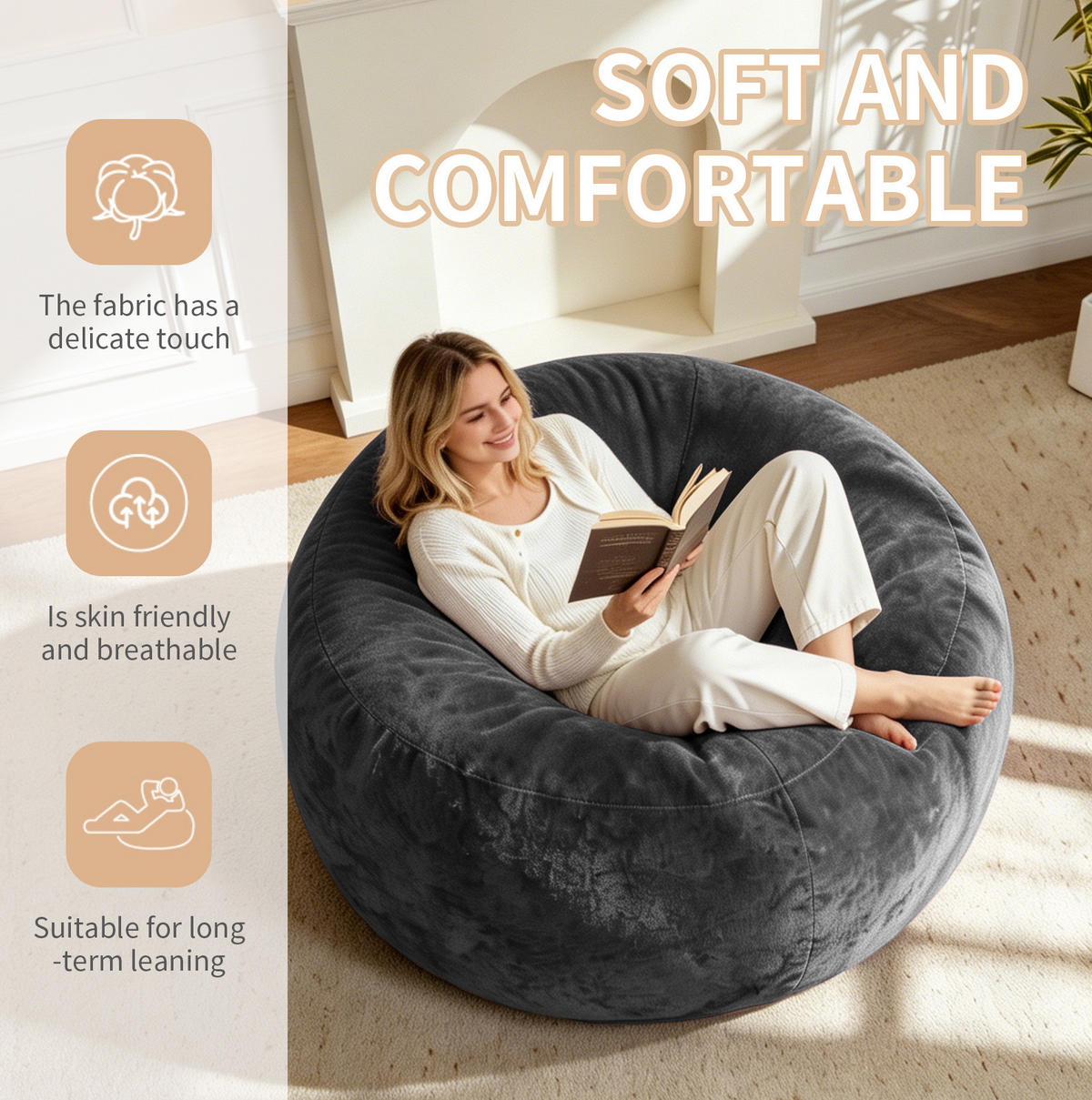 SITZSACKSOFA faltbar Dunkelgrau - Dunkelgrau, Kunststoff (100/50/100cm) - Beauniv